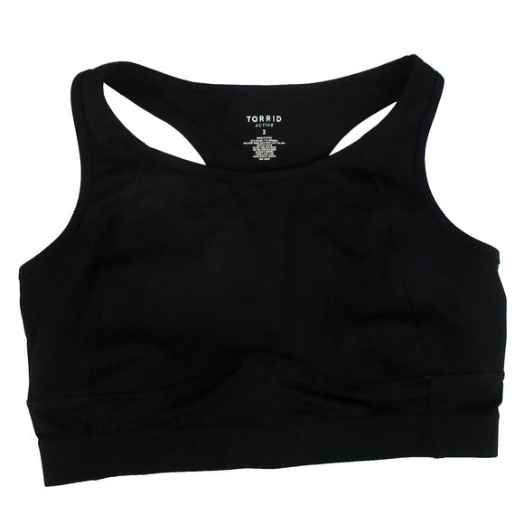 Torrid Active Sports Bra Womens 2 US 2X Plus Black Racerback Stretch Yoga Gym - Picture 1 of 7